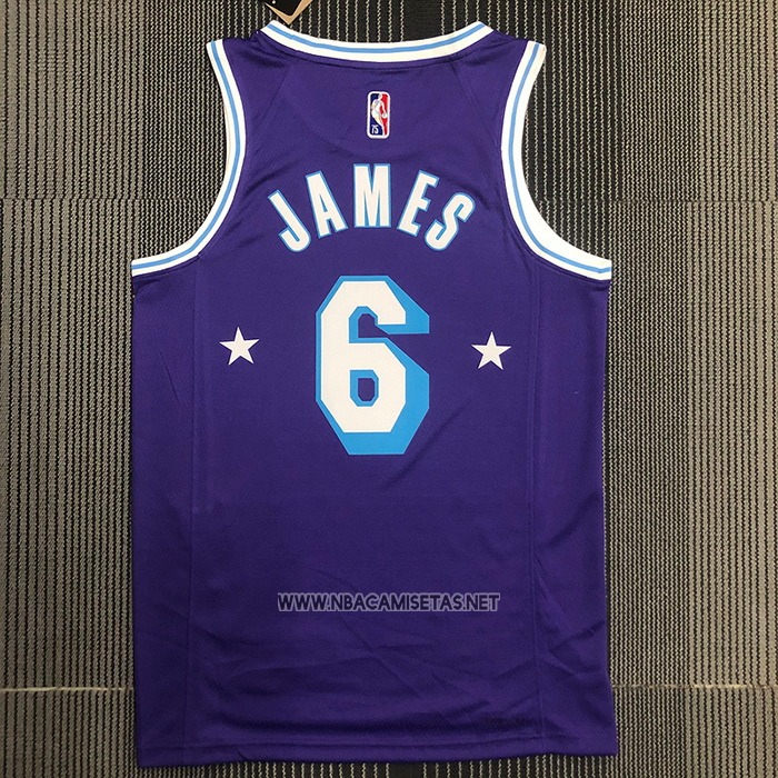 Camiseta Los Angeles Lakers LeBron James NO 6 Ciudad Edition 2021-22 Violeta